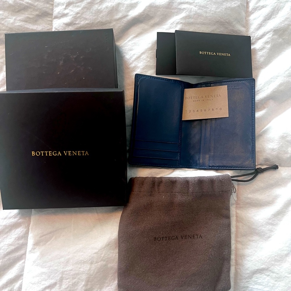 Bottega Veneta bifold wallet in cobalt blue. Barely used!